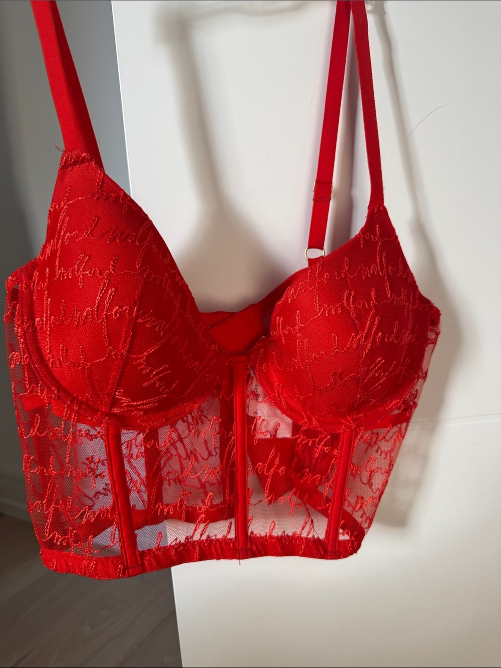 Wolford Red Lace Longline Bra Bustier